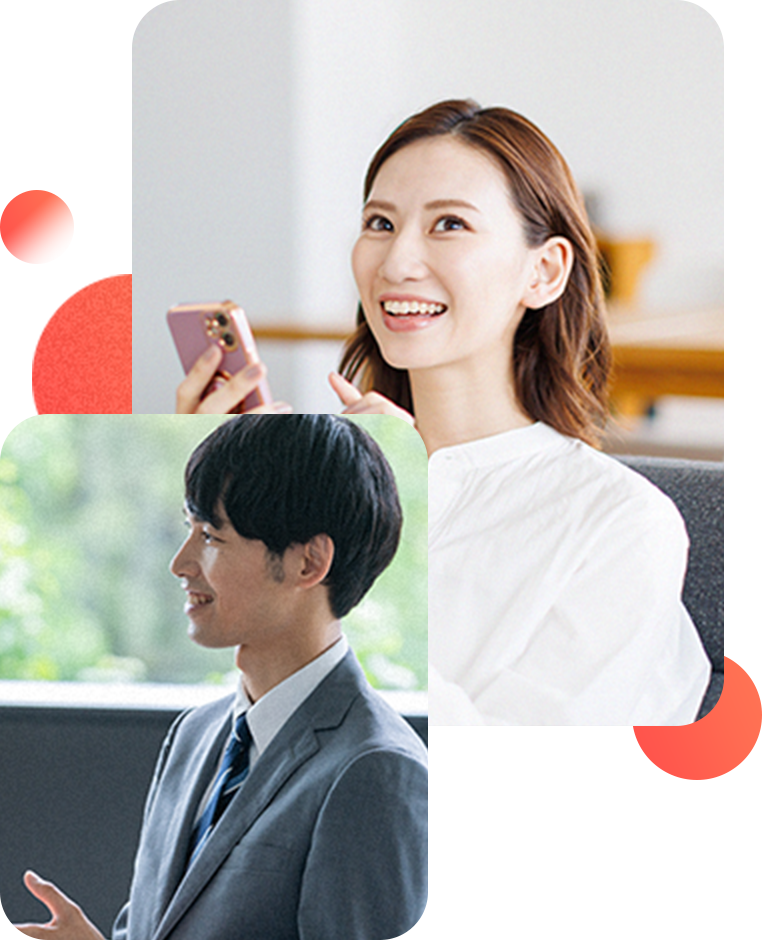 笑顔の男性と女性